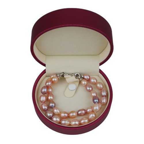 Double Strand Pink Oval Pearl Bracelet