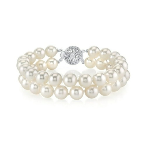 7-8mm Double Strand White Pearl Bracelet