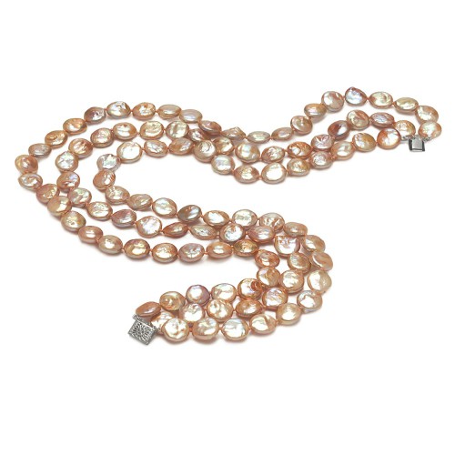 11mm Triple Strand Peach Coin Pearl Necklace