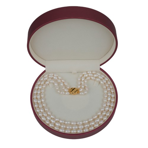 Triple Strand White Drop Pearl Necklace