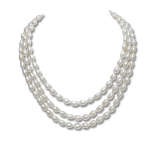 Triple Strand White Drop Pearl Necklace