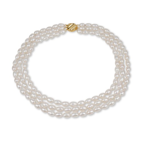 Triple Strand White Drop Pearl Necklace