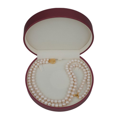 8-9mm Double Strand White Round Pearl Necklace