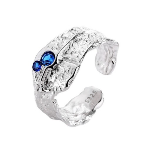 925 Silver Lava Texture Zircon Ring