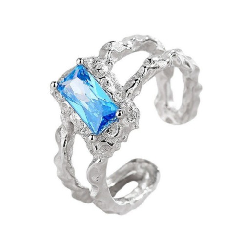 925 Silver Tinfoil Folds Zircon Ring